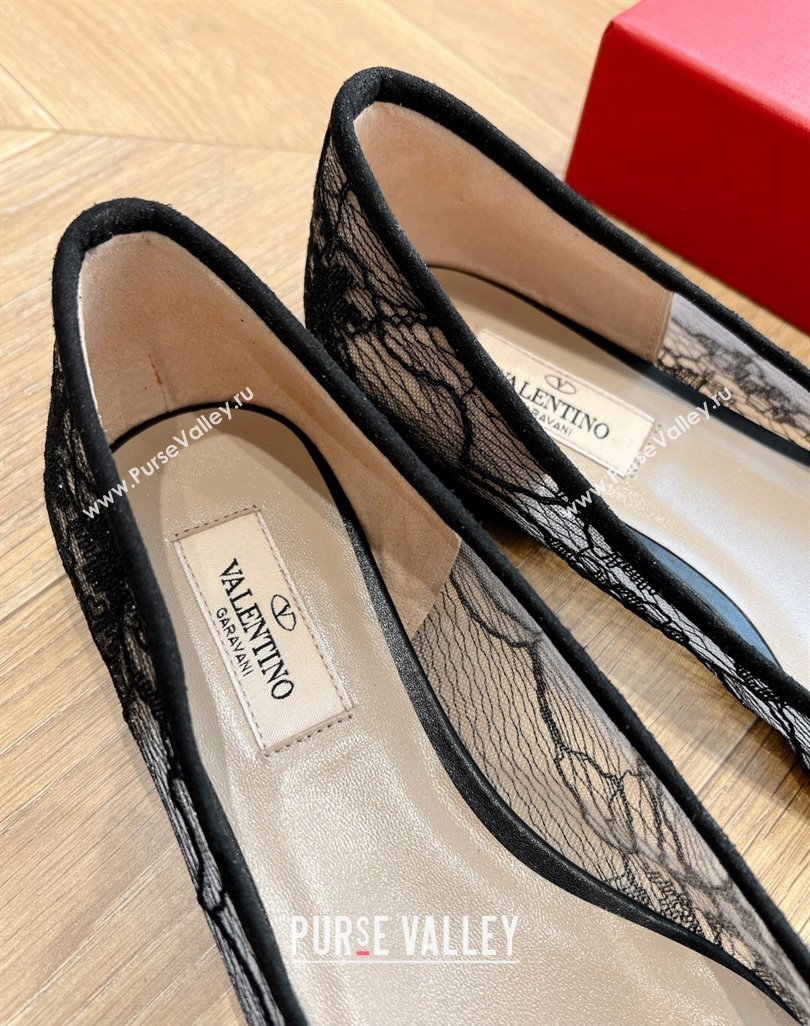 Valentino Mesh and Bow Ballet Flats Black Spring 2024 (kaola-23120710)