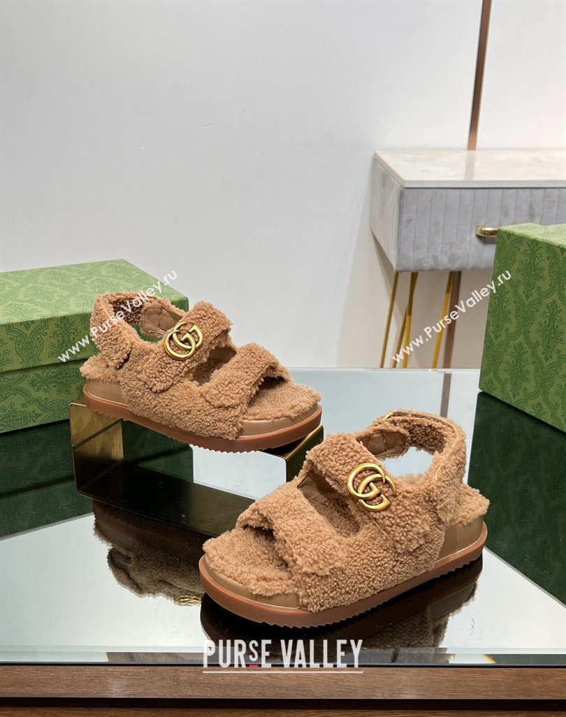 Gucci merino wool Double G sandals 771060 Brown 2024 (modeng-23120775)