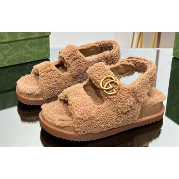 Gucci merino wool Double G sandals 771060 Brown 2024 (modeng-23120775)