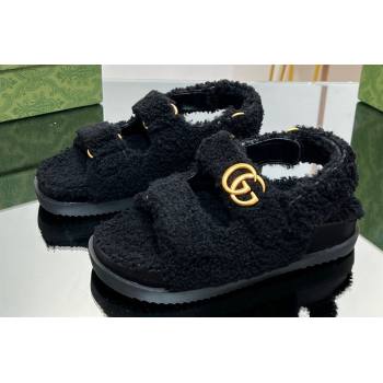 Gucci merino wool Double G sandals 771060 Black 2024 (modeng-23120772)