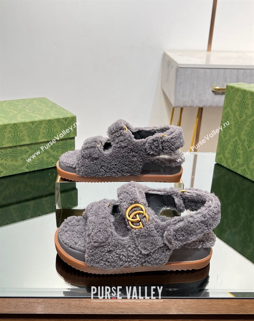Gucci merino wool Double G sandals 771060 Gray 2024 (modeng-23120774)