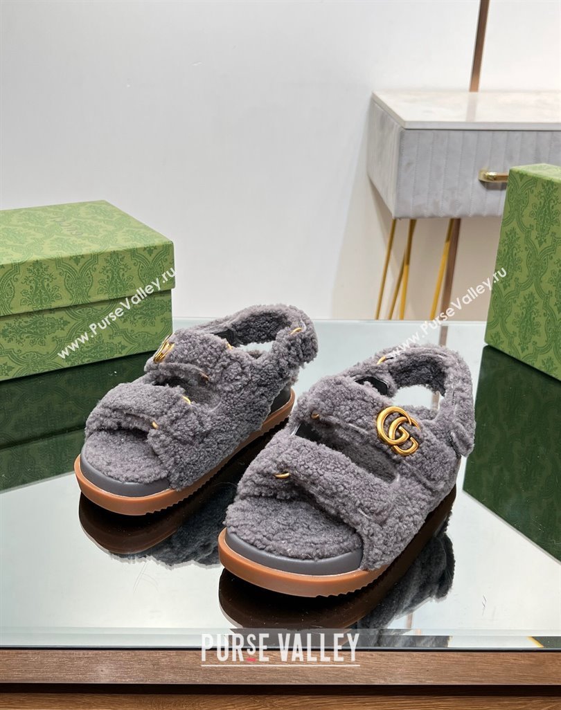 Gucci merino wool Double G sandals 771060 Gray 2024 (modeng-23120774)