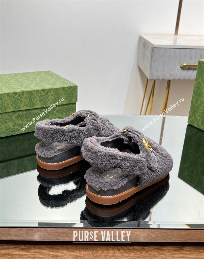 Gucci merino wool Double G sandals 771060 Gray 2024 (modeng-23120774)