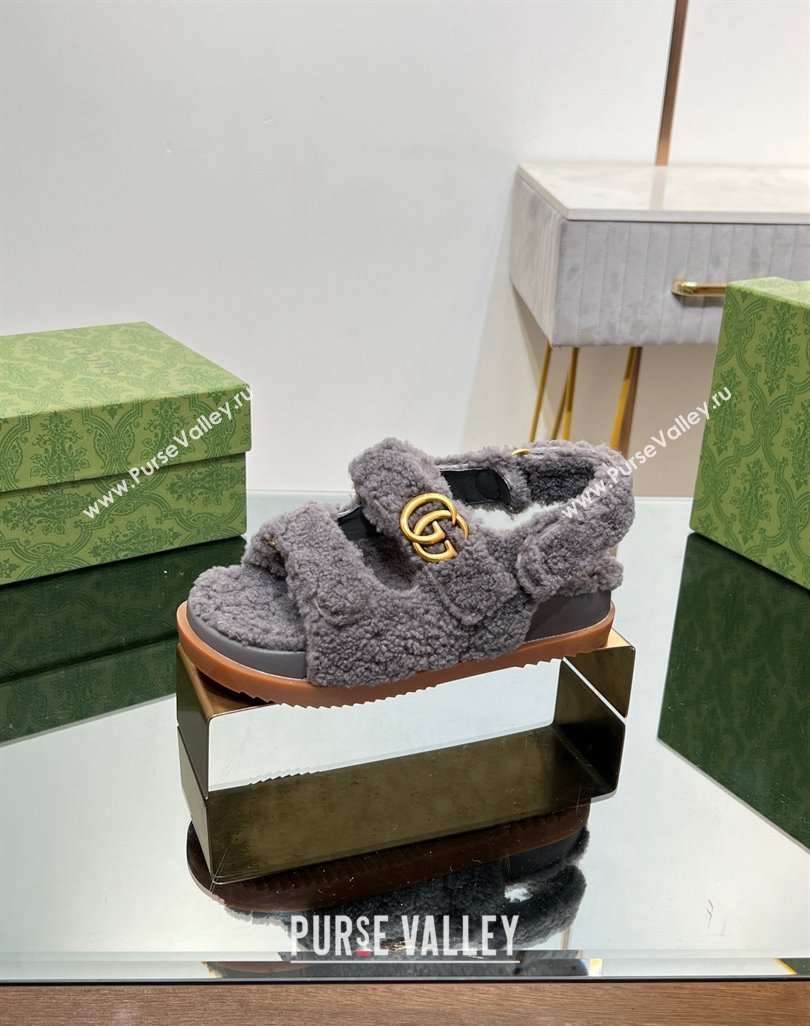 Gucci merino wool Double G sandals 771060 Gray 2024 (modeng-23120774)