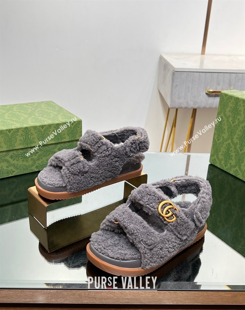 Gucci merino wool Double G sandals 771060 Gray 2024 (modeng-23120774)