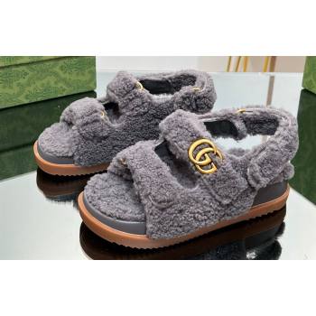 Gucci merino wool Double G sandals 771060 Gray 2024 (modeng-23120774)