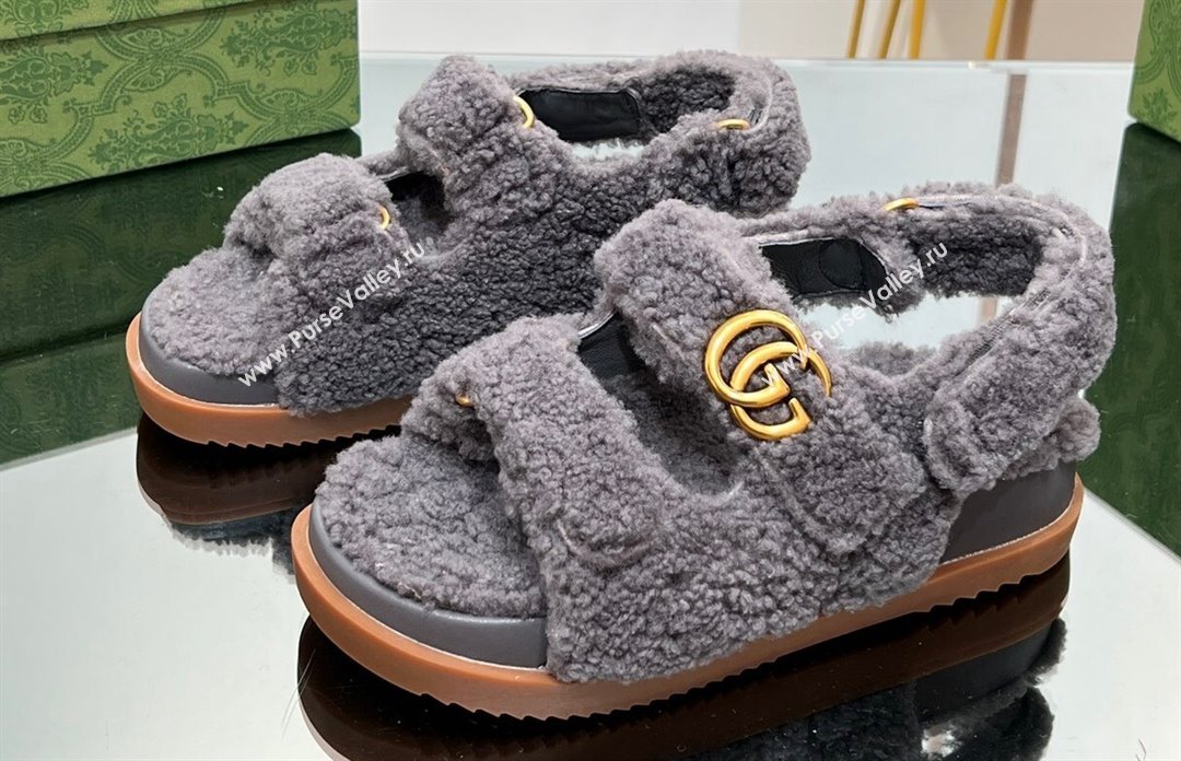Gucci merino wool Double G sandals 771060 Gray 2024 (modeng-23120774)