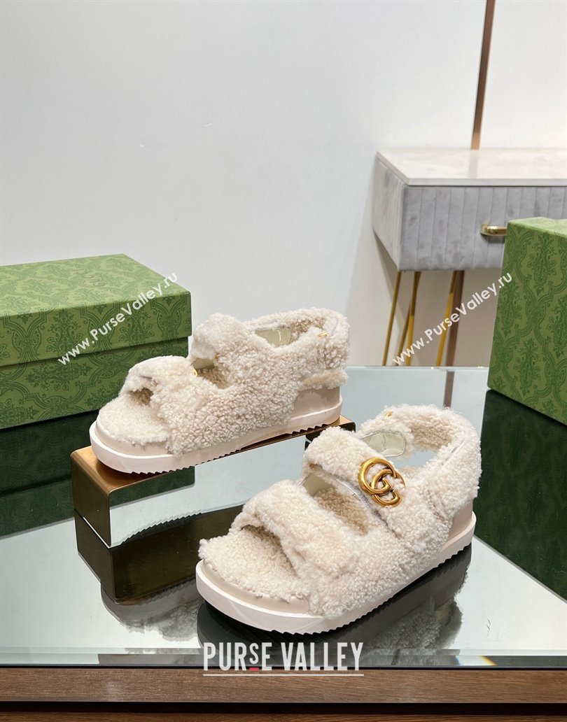 Gucci merino wool Double G sandals 771060 White 2024 (modeng-23120773)