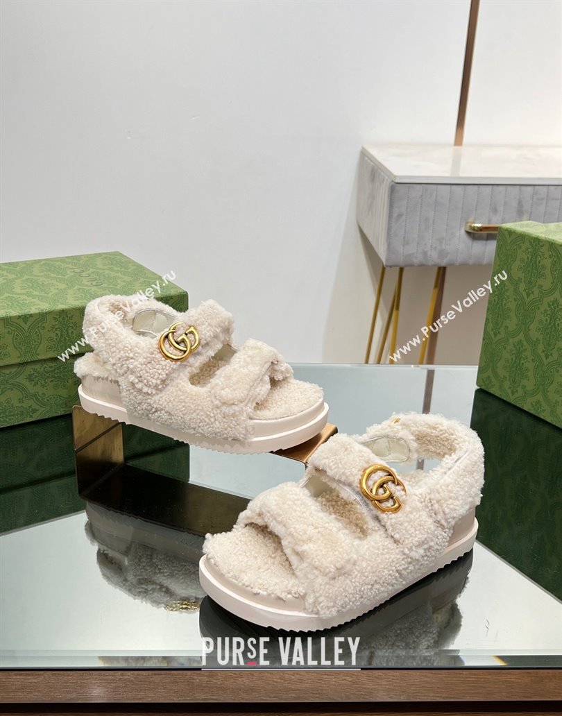 Gucci merino wool Double G sandals 771060 White 2024 (modeng-23120773)