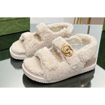 Gucci merino wool Double G sandals 771060 White 2024 (modeng-23120773)