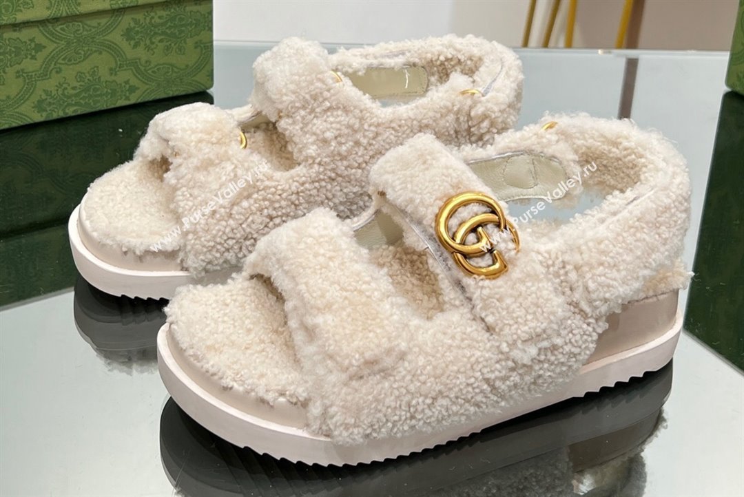 Gucci merino wool Double G sandals 771060 White 2024 (modeng-23120773)
