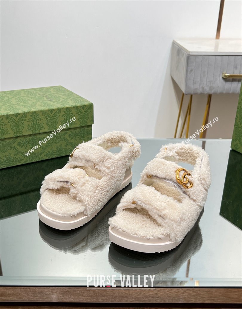 Gucci merino wool Double G sandals 771060 White 2024 (modeng-23120773)