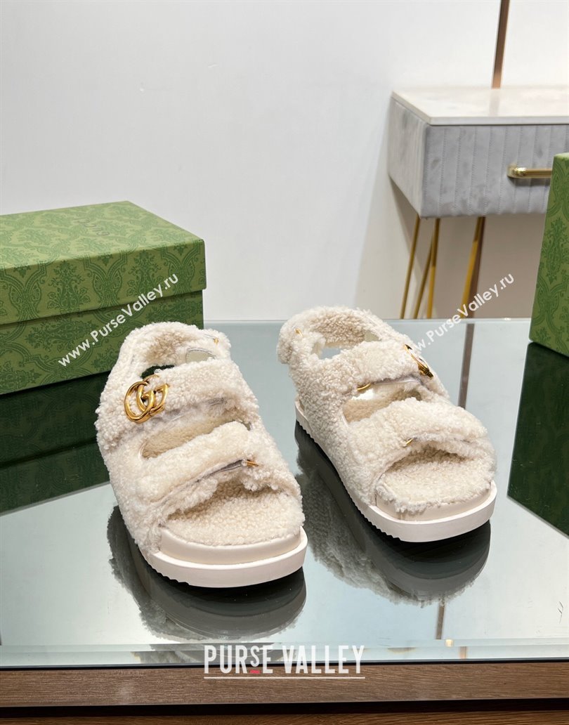 Gucci merino wool Double G sandals 771060 White 2024 (modeng-23120773)