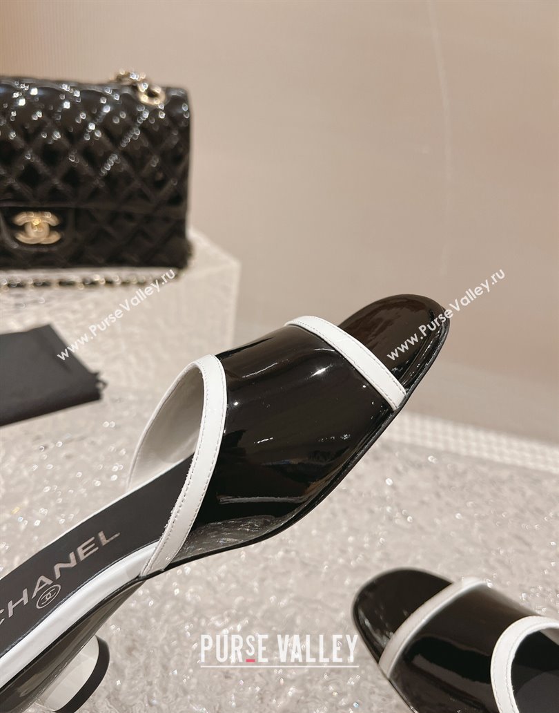 Chanel Heel 5cm Patent Calfskin Mules Black 2024 (modeng-23120632)