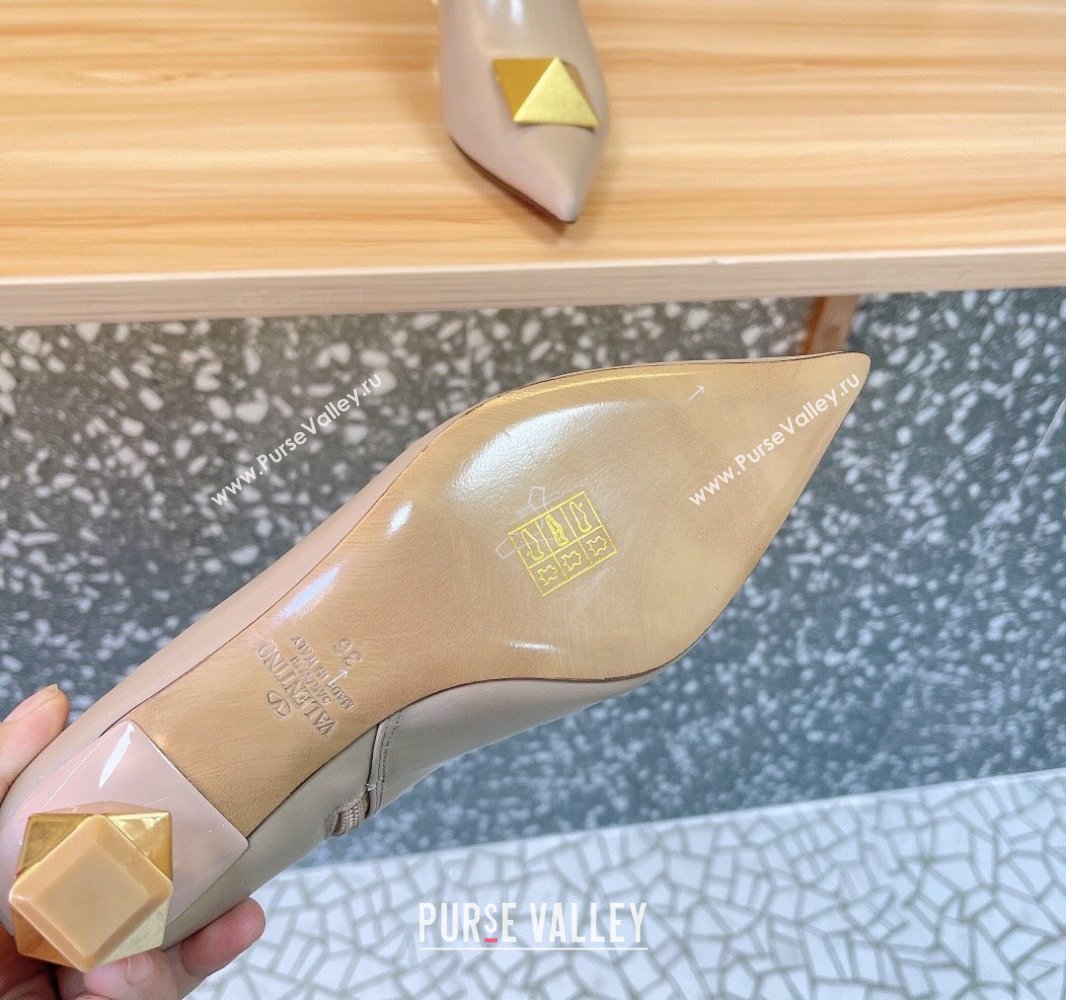 Valentino Heel 5cm Roman Stud Ankle Boots Calfskin Nude (modeng-23120652)