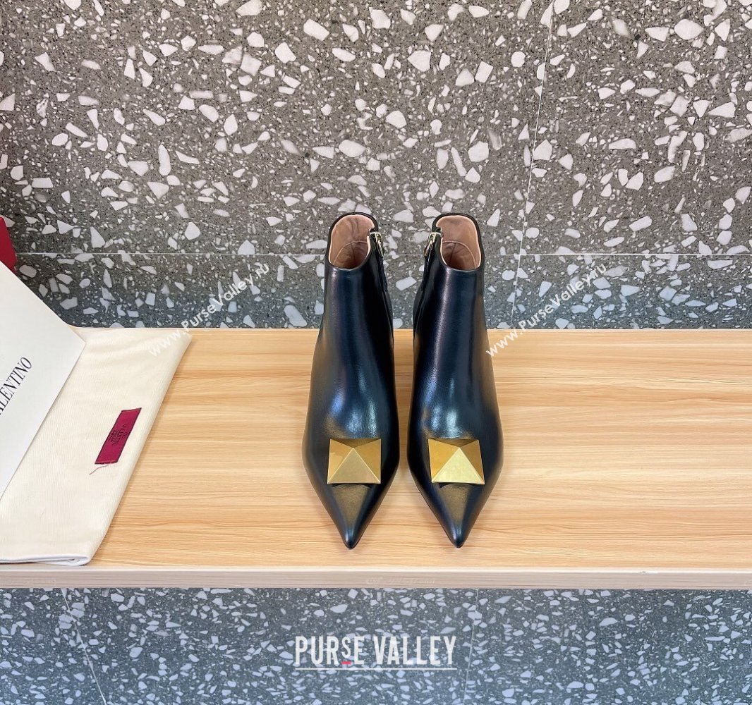 Valentino Heel 5cm Roman Stud Ankle Boots Calfskin Black (modeng-23120651)