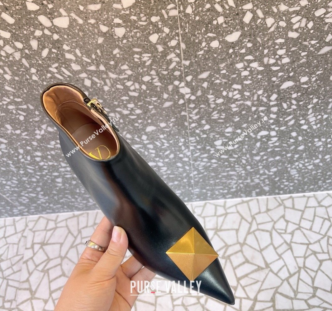 Valentino Heel 5cm Roman Stud Ankle Boots Calfskin Black (modeng-23120651)