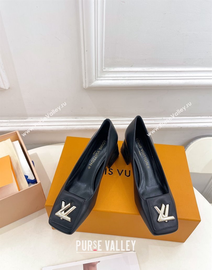 Louis Vuitton quilted Malletage pattern Heel 5.5cm Shake Pumps in Calfskin Black 2024 (modeng-23120721)