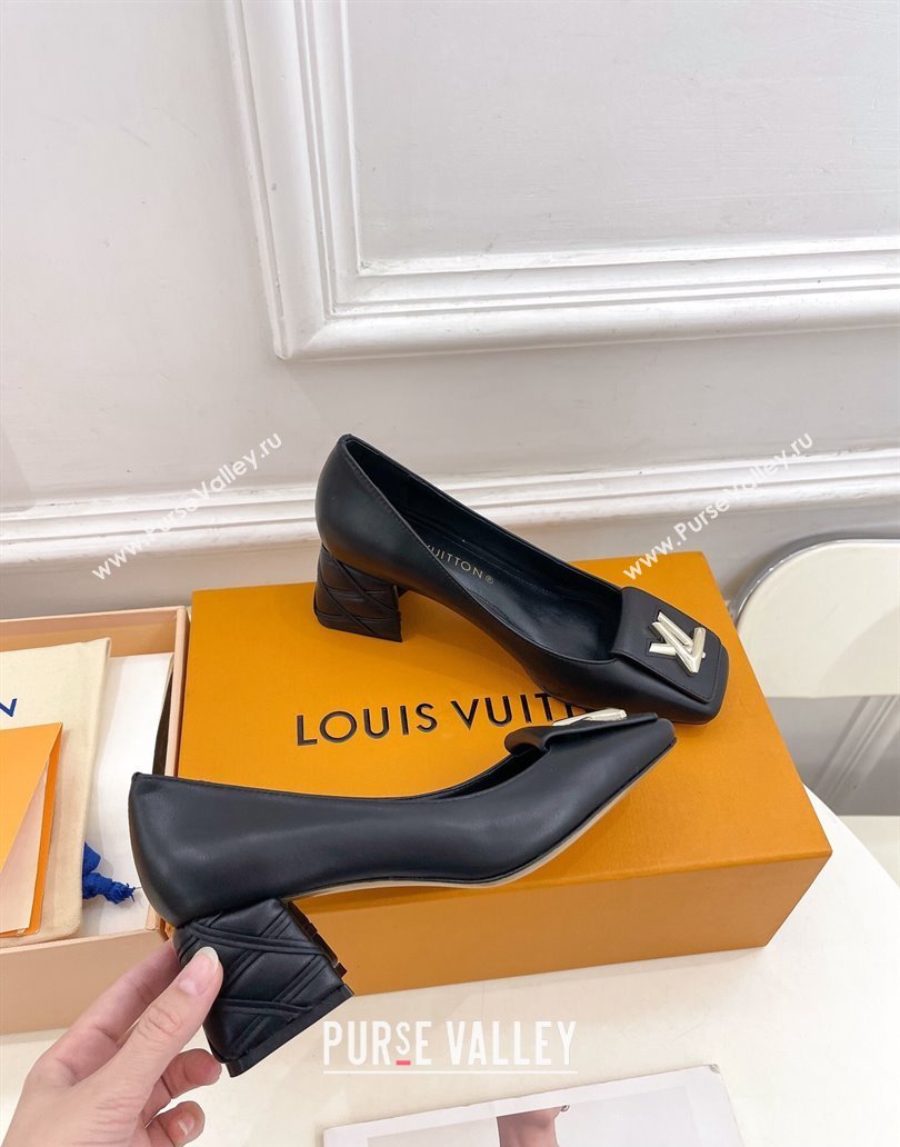 Louis Vuitton quilted Malletage pattern Heel 5.5cm Shake Pumps in Calfskin Black 2024 (modeng-23120721)