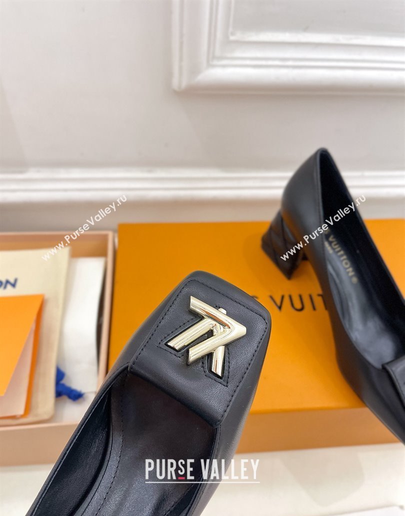 Louis Vuitton quilted Malletage pattern Heel 5.5cm Shake Pumps in Calfskin Black 2024 (modeng-23120721)