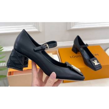 Louis Vuitton quilted Malletage pattern Heel 5.5cm Shake Mary Jane Pumps in Calfskin Black 2024 (modeng-23120729)