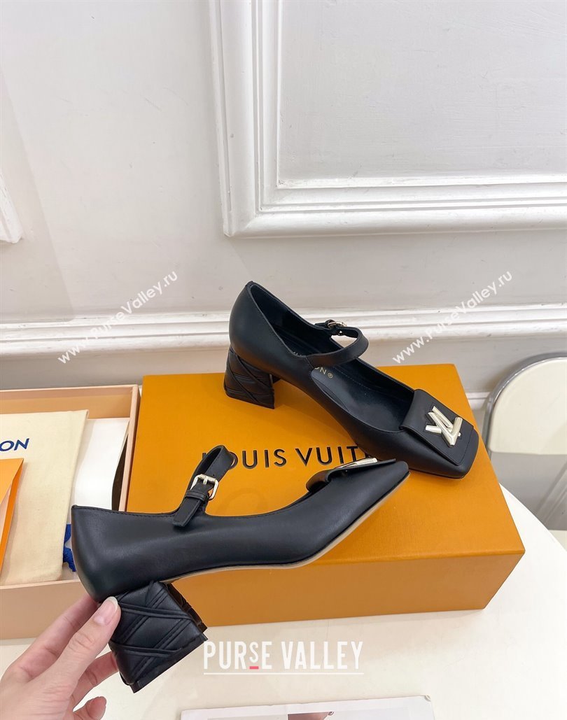 Louis Vuitton quilted Malletage pattern Heel 5.5cm Shake Mary Jane Pumps in Calfskin Black 2024 (modeng-23120729)