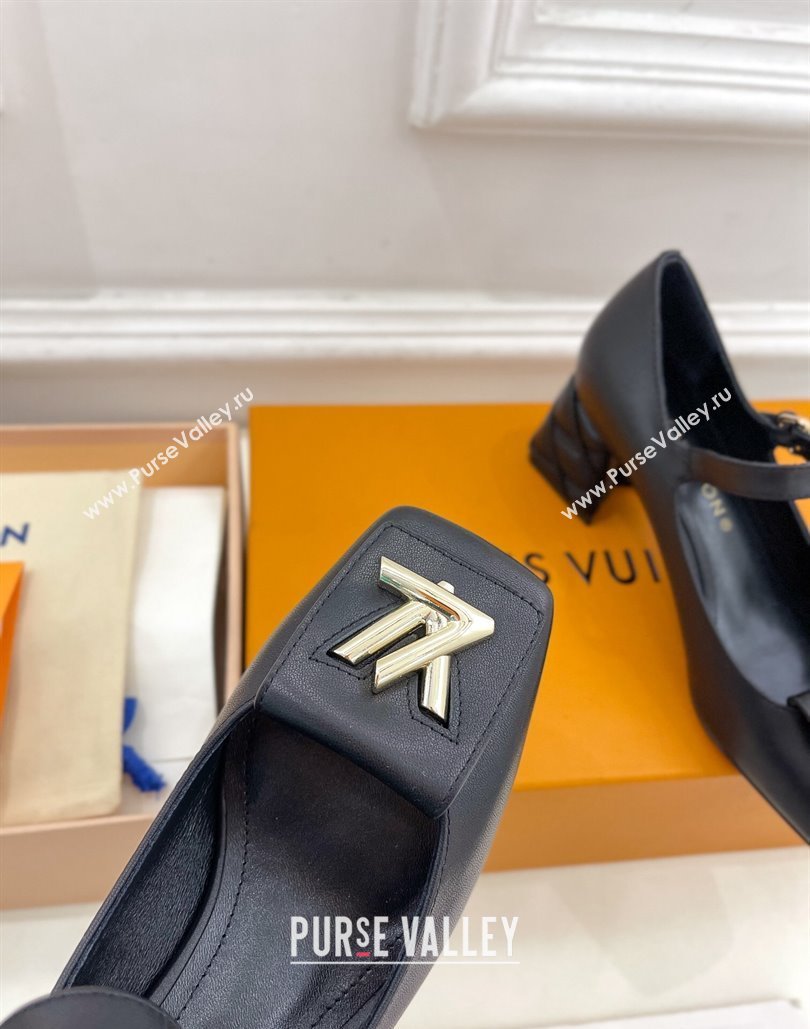 Louis Vuitton quilted Malletage pattern Heel 5.5cm Shake Mary Jane Pumps in Calfskin Black 2024 (modeng-23120729)