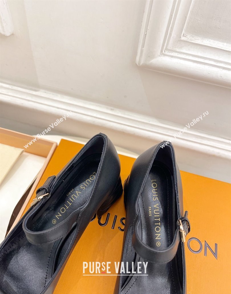 Louis Vuitton quilted Malletage pattern Heel 5.5cm Shake Mary Jane Pumps in Calfskin Black 2024 (modeng-23120729)