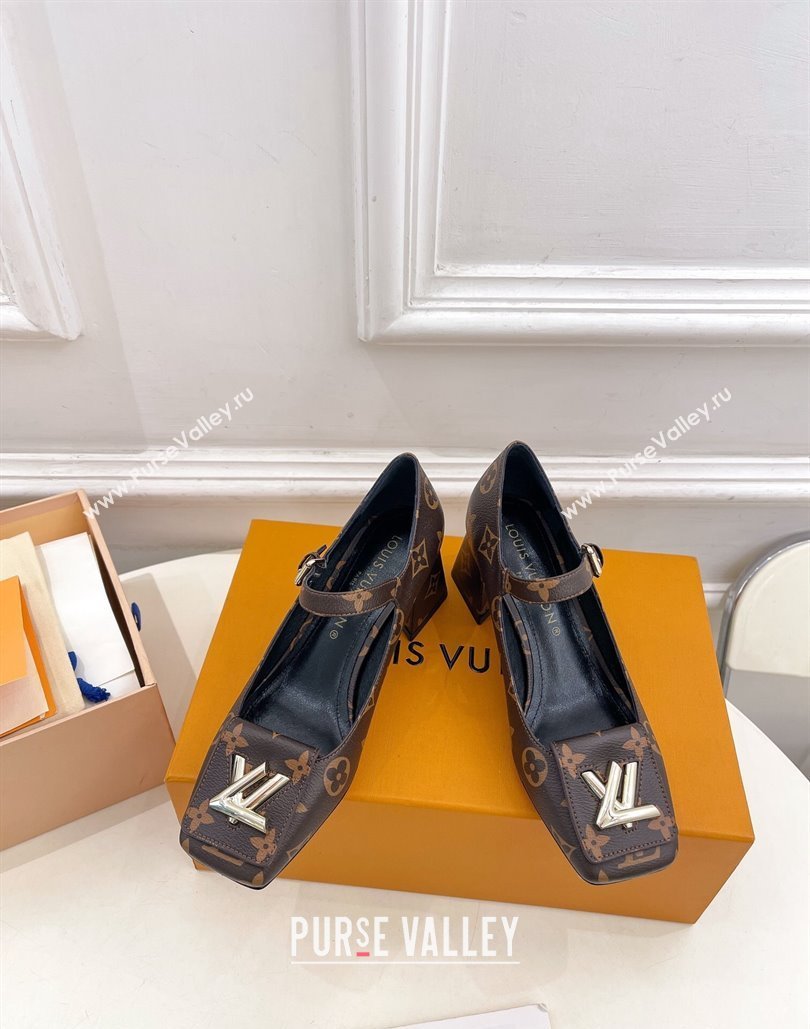 Louis Vuitton Heel 5.5cm Shake Mary Jane Pumps in Monogram Canvas 2024 (modeng-23120730)