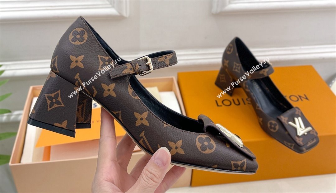 Louis Vuitton Heel 5.5cm Shake Mary Jane Pumps in Monogram Canvas 2024 (modeng-23120730)