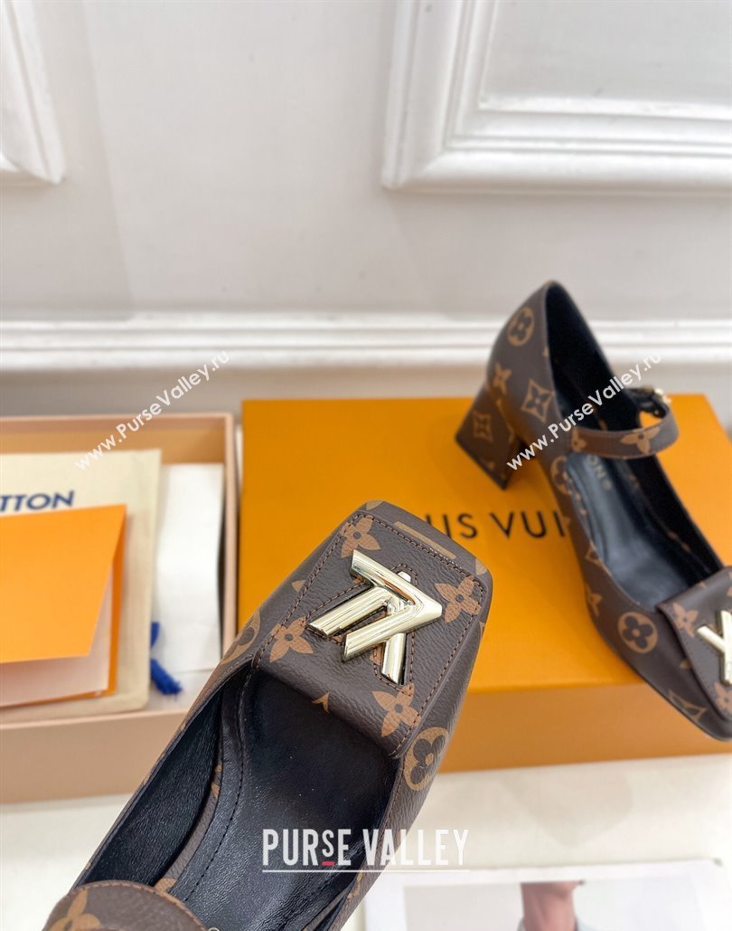 Louis Vuitton Heel 5.5cm Shake Mary Jane Pumps in Monogram Canvas 2024 (modeng-23120730)