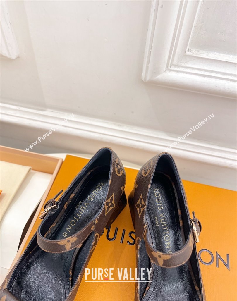 Louis Vuitton Heel 5.5cm Shake Mary Jane Pumps in Monogram Canvas 2024 (modeng-23120730)