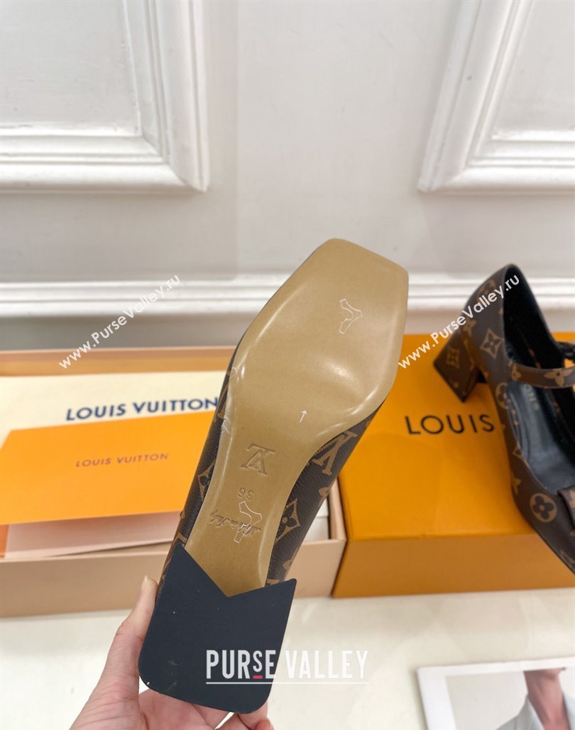 Louis Vuitton Heel 5.5cm Shake Mary Jane Pumps in Monogram Canvas 2024 (modeng-23120730)