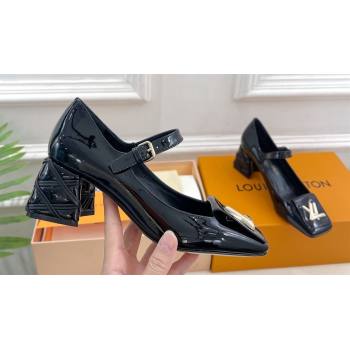 Louis Vuitton quilted Malletage pattern Heel 5.5cm Shake Mary Jane Pumps in Patent Calfskin Black 2024 (modeng-23120731)