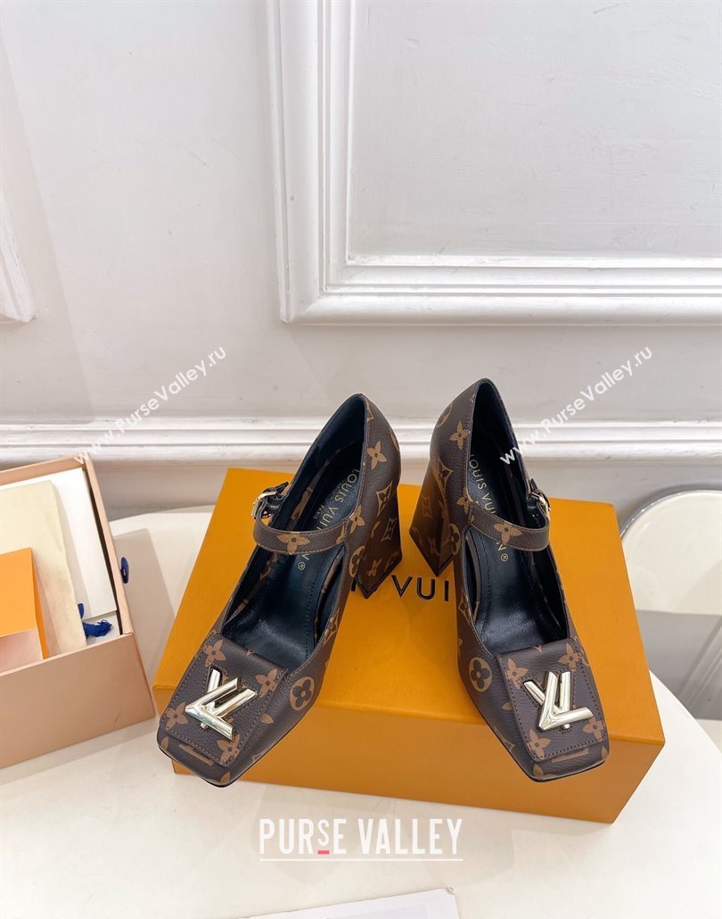 Louis Vuitton Heel 9cm Shake Mary Jane Pumps in Monogram Canvas 2024 (modeng-23120734)