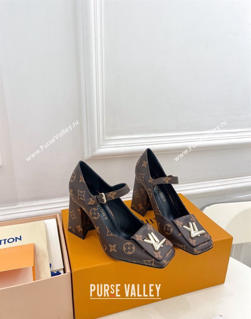Louis Vuitton Heel 9cm Shake Mary Jane Pumps in Monogram Canvas 2024 (modeng-23120734)