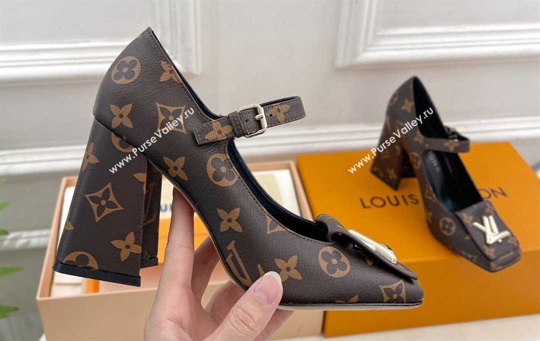 Louis Vuitton Heel 9cm Shake Mary Jane Pumps in Monogram Canvas 2024 (modeng-23120734)