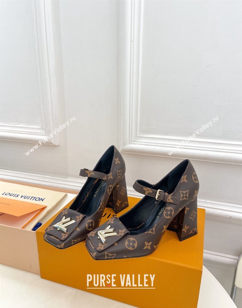 Louis Vuitton Heel 9cm Shake Mary Jane Pumps in Monogram Canvas 2024 (modeng-23120734)