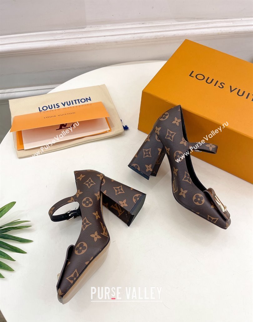 Louis Vuitton Heel 9cm Shake Mary Jane Pumps in Monogram Canvas 2024 (modeng-23120734)