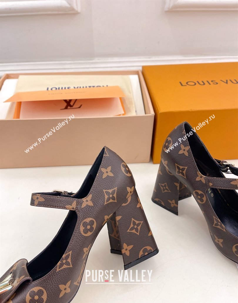 Louis Vuitton Heel 9cm Shake Mary Jane Pumps in Monogram Canvas 2024 (modeng-23120734)