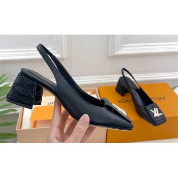 Louis Vuitton quilted Malletage pattern Heel 5.5cm Shake Slingback Pumps in Calfskin Black 2024 (modeng-23120741)