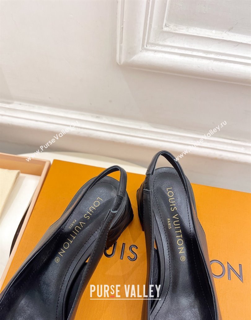 Louis Vuitton quilted Malletage pattern Heel 5.5cm Shake Slingback Pumps in Calfskin Black 2024 (modeng-23120741)