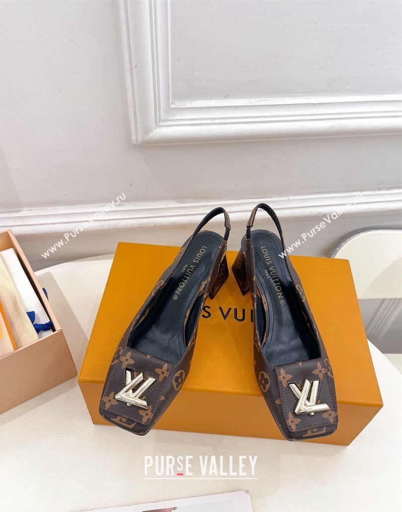 Louis Vuitton Heel 5.5cm Shake Slingback Pumps in Monogram Canvas 2024 (modeng-23120742)