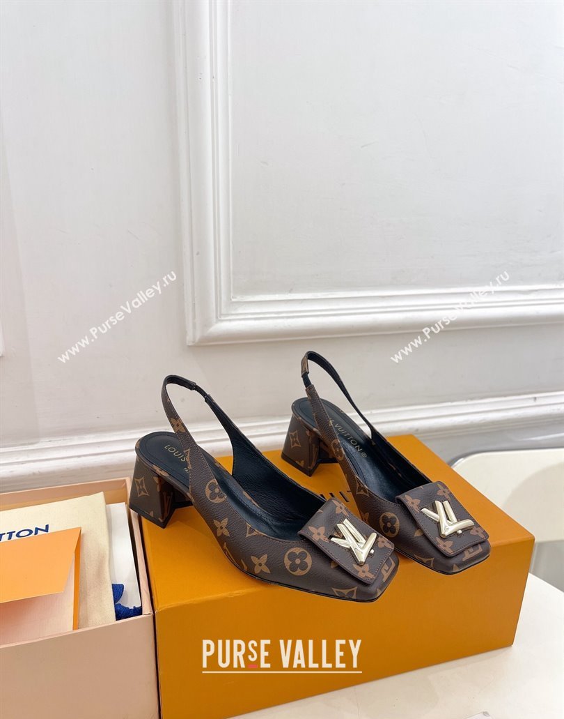 Louis Vuitton Heel 5.5cm Shake Slingback Pumps in Monogram Canvas 2024 (modeng-23120742)
