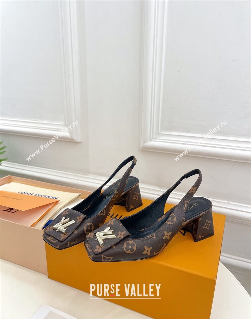 Louis Vuitton Heel 5.5cm Shake Slingback Pumps in Monogram Canvas 2024 (modeng-23120742)