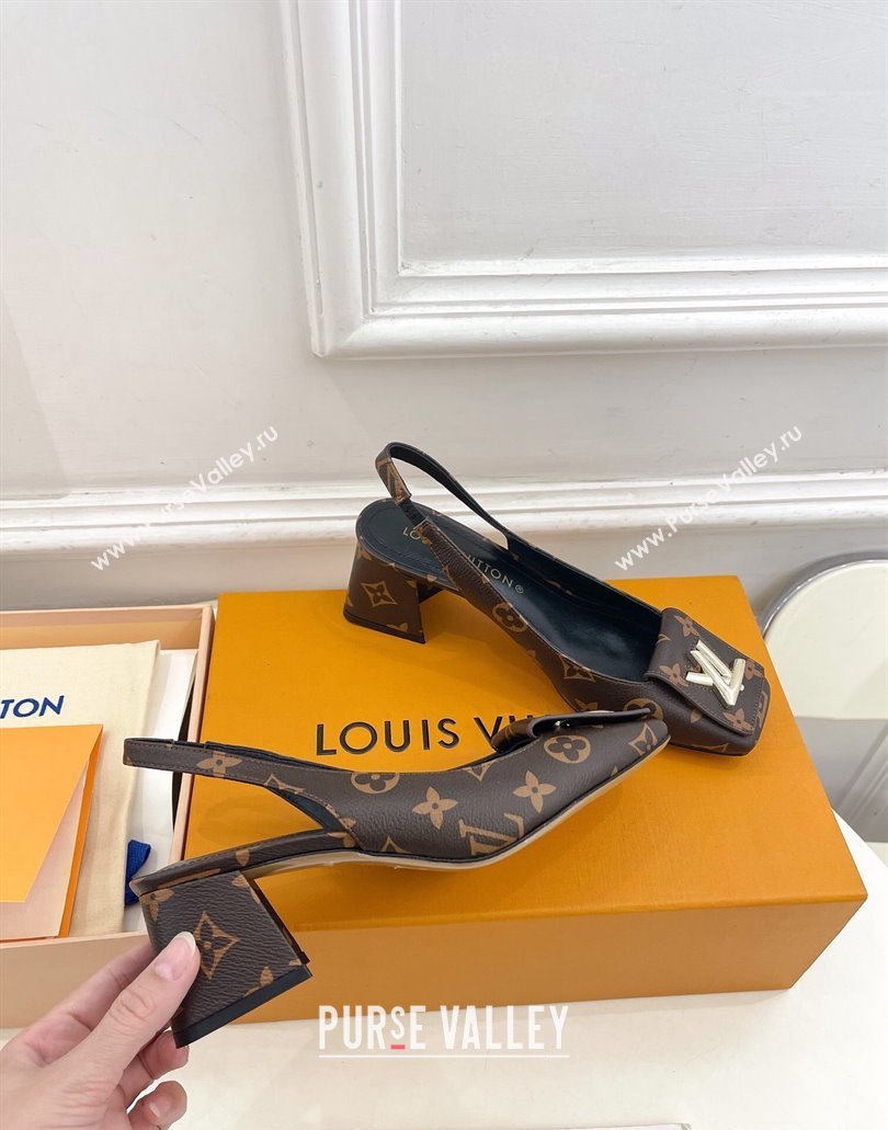 Louis Vuitton Heel 5.5cm Shake Slingback Pumps in Monogram Canvas 2024 (modeng-23120742)
