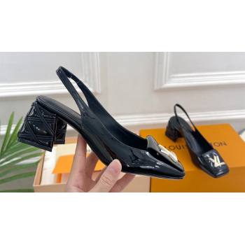 Louis Vuitton quilted Malletage pattern Heel 5.5cm Shake Slingback Pumps in Patent Calfskin Black 2024 (modeng-23120743)