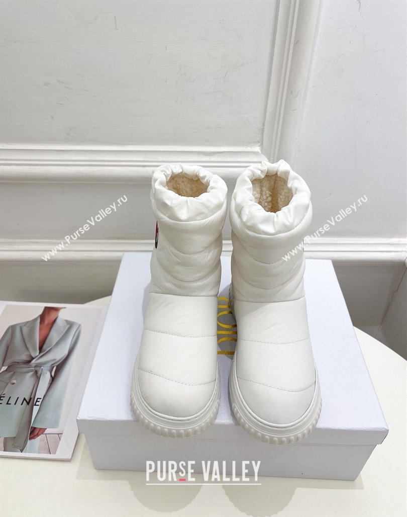 Dior Frost Ankle Boots in White Quilted Nylon and Shearling 2024 (modeng-23120839)