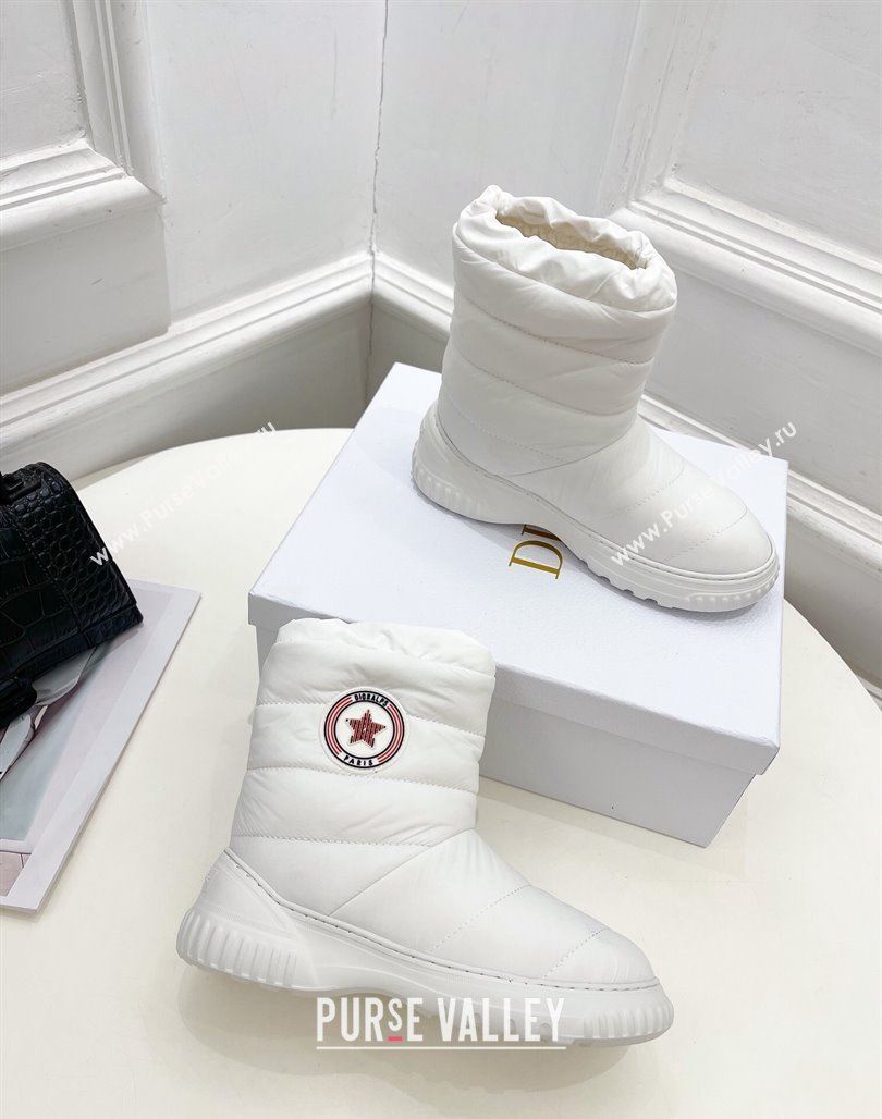 Dior Frost Ankle Boots in White Quilted Nylon and Shearling 2024 (modeng-23120839)