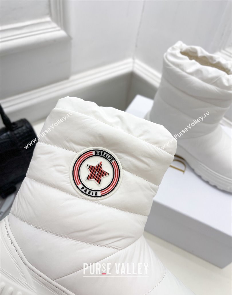 Dior Frost Ankle Boots in White Quilted Nylon and Shearling 2024 (modeng-23120839)